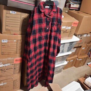 NEW ! Women Latuza Nightgown Long Sleeve Floor Length Red/Black One Size